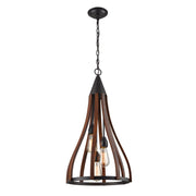 Khaleesi 2 Oak Dark Red Wood Pendant Light