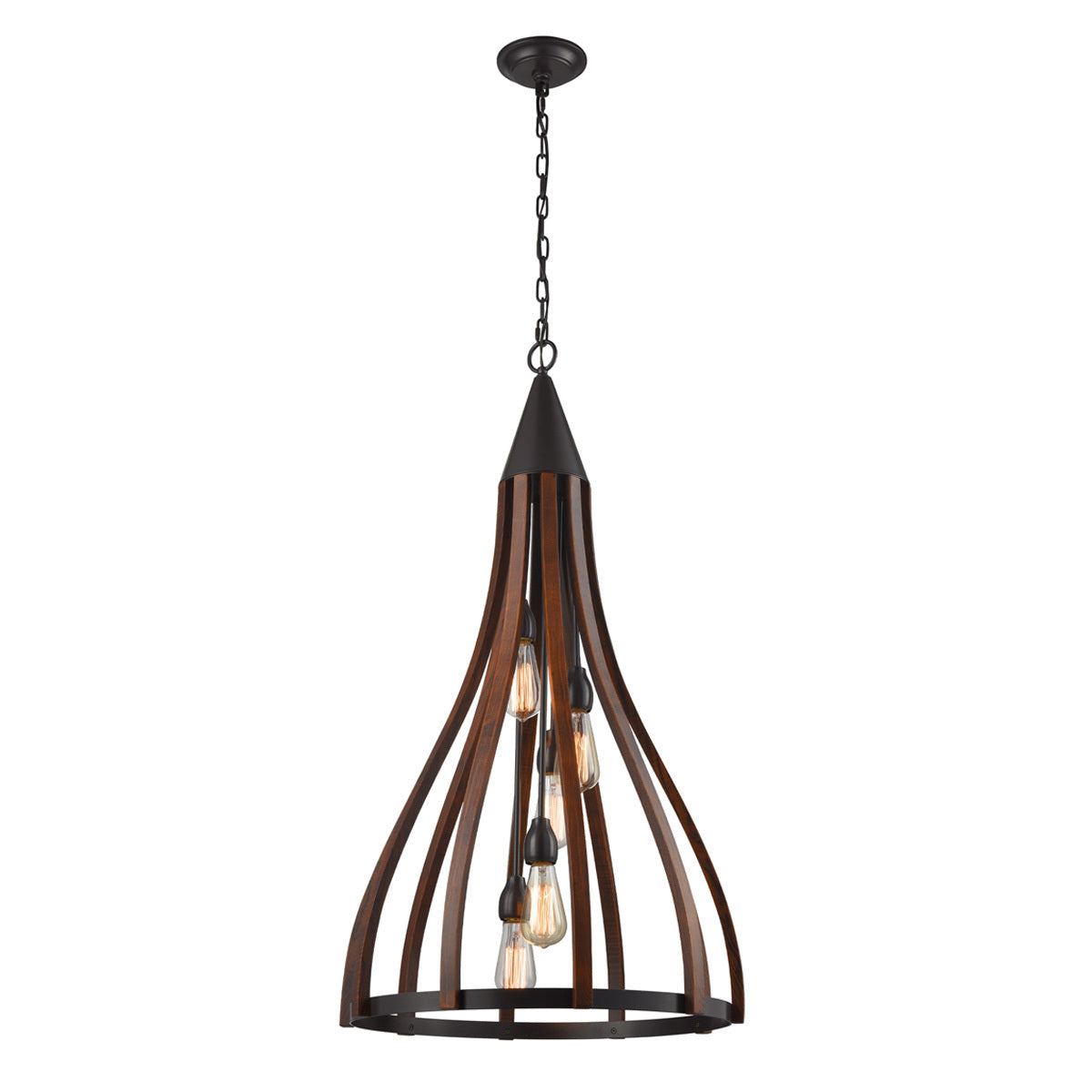 Khaleesi 3 Oak Dark Red Wood Pendant Light
