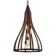 Khaleesi 3 Oak Dark Red Wood Pendant Light
