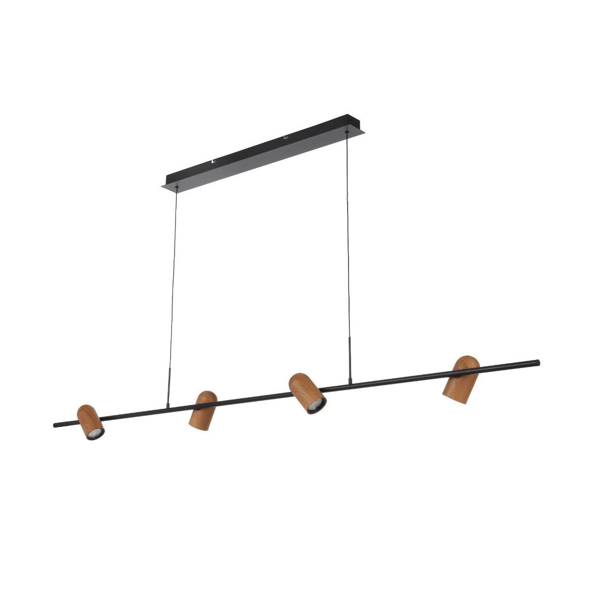 Kindle 4-Lights GU10 Pendant Light - Adjustable In Black & Wood