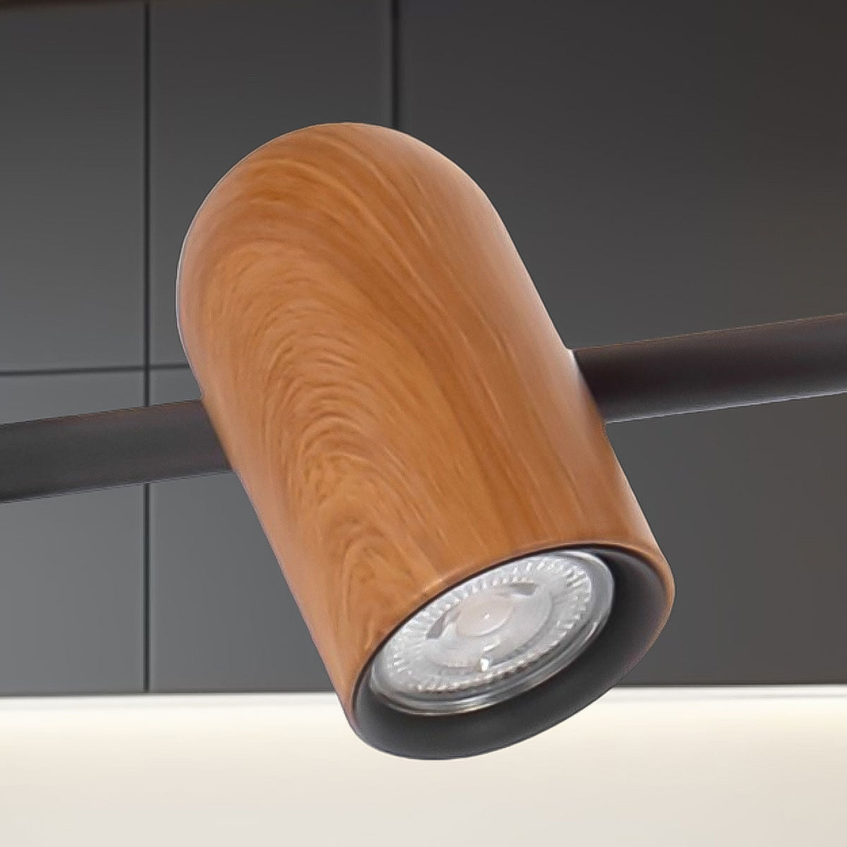 Kindle 4-Lights GU10 Pendant Light - Adjustable In Black & Wood