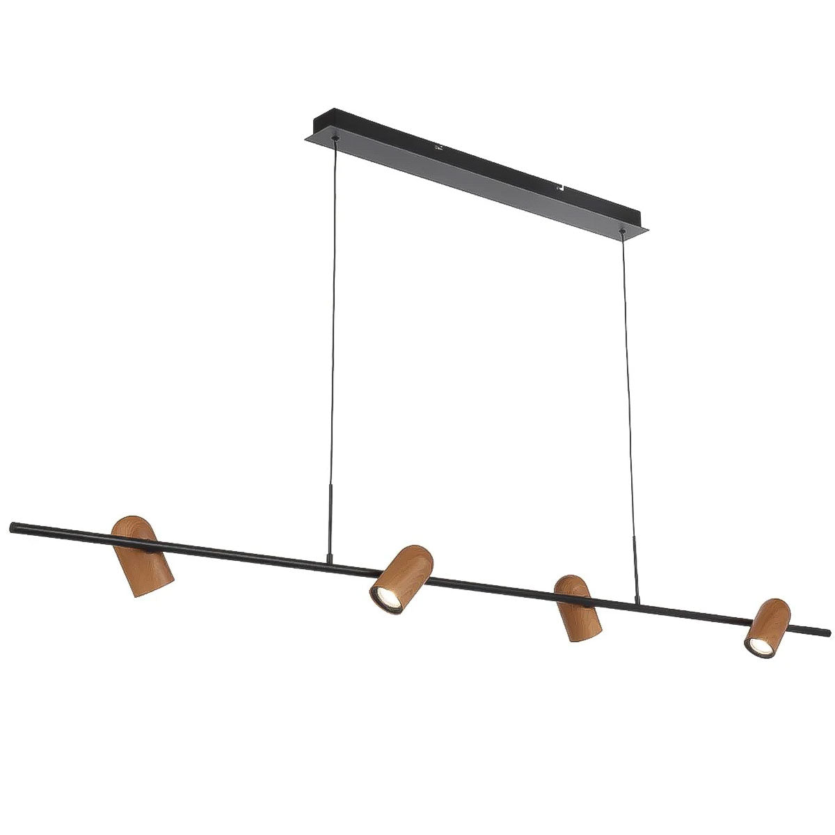 Kindle 4-Lights GU10 Pendant Light - Adjustable In Black & Wood