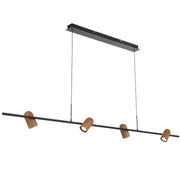 Kindle 4-Lights GU10 Pendant Light - Adjustable In Black & Wood