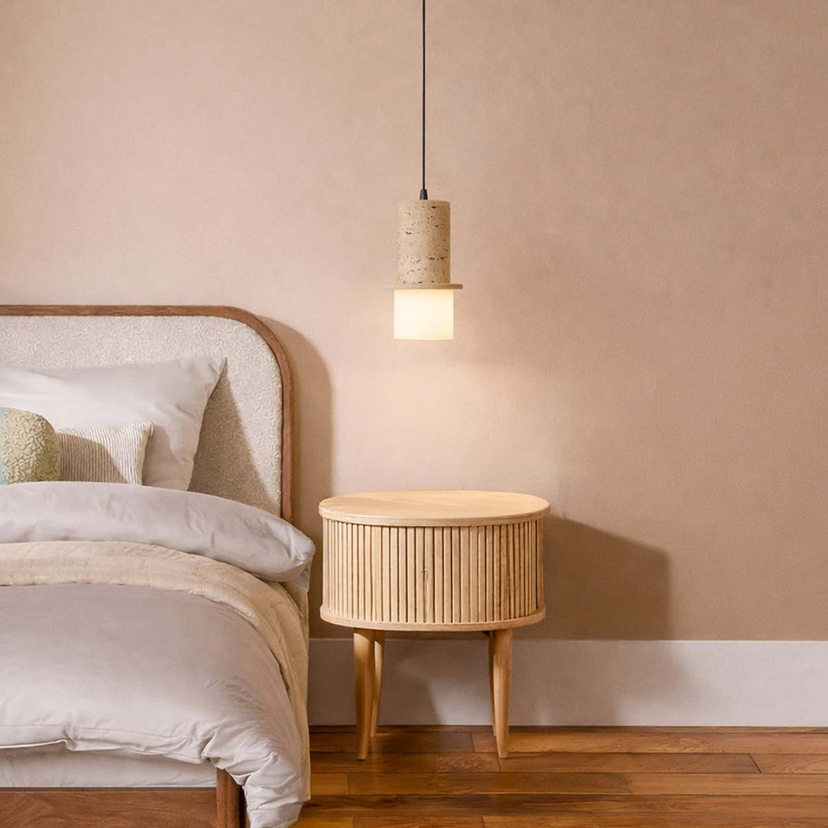 Kolisa 1 Light  Travertine Look LED Pendant