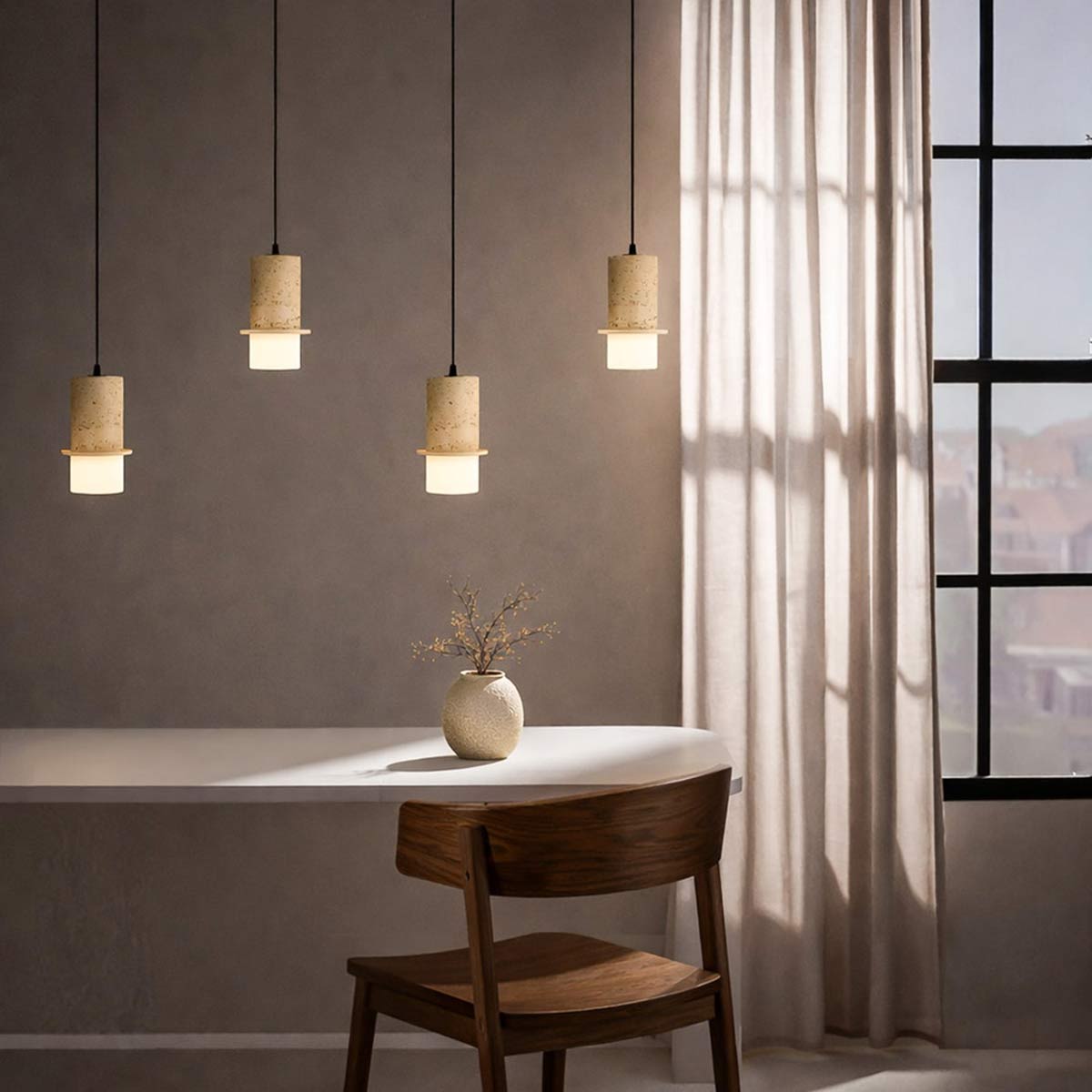 Kolisa Linear Travertine Look LED Pendant