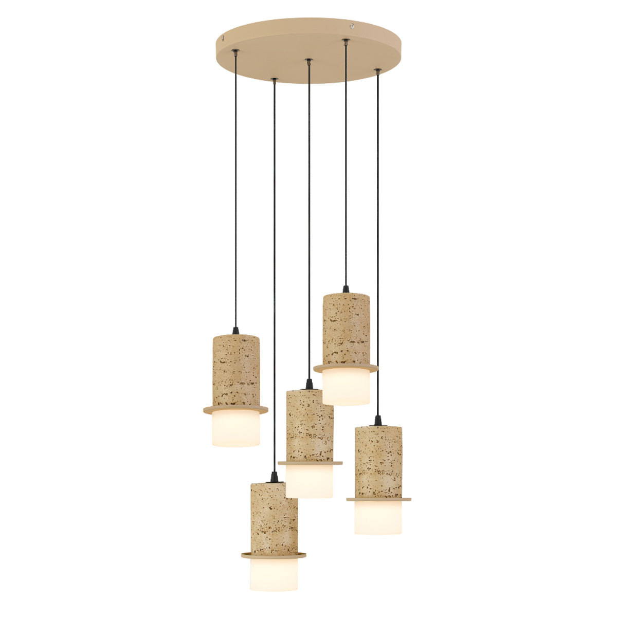 Kolisa 5 Light Travertine Look LED Pendant