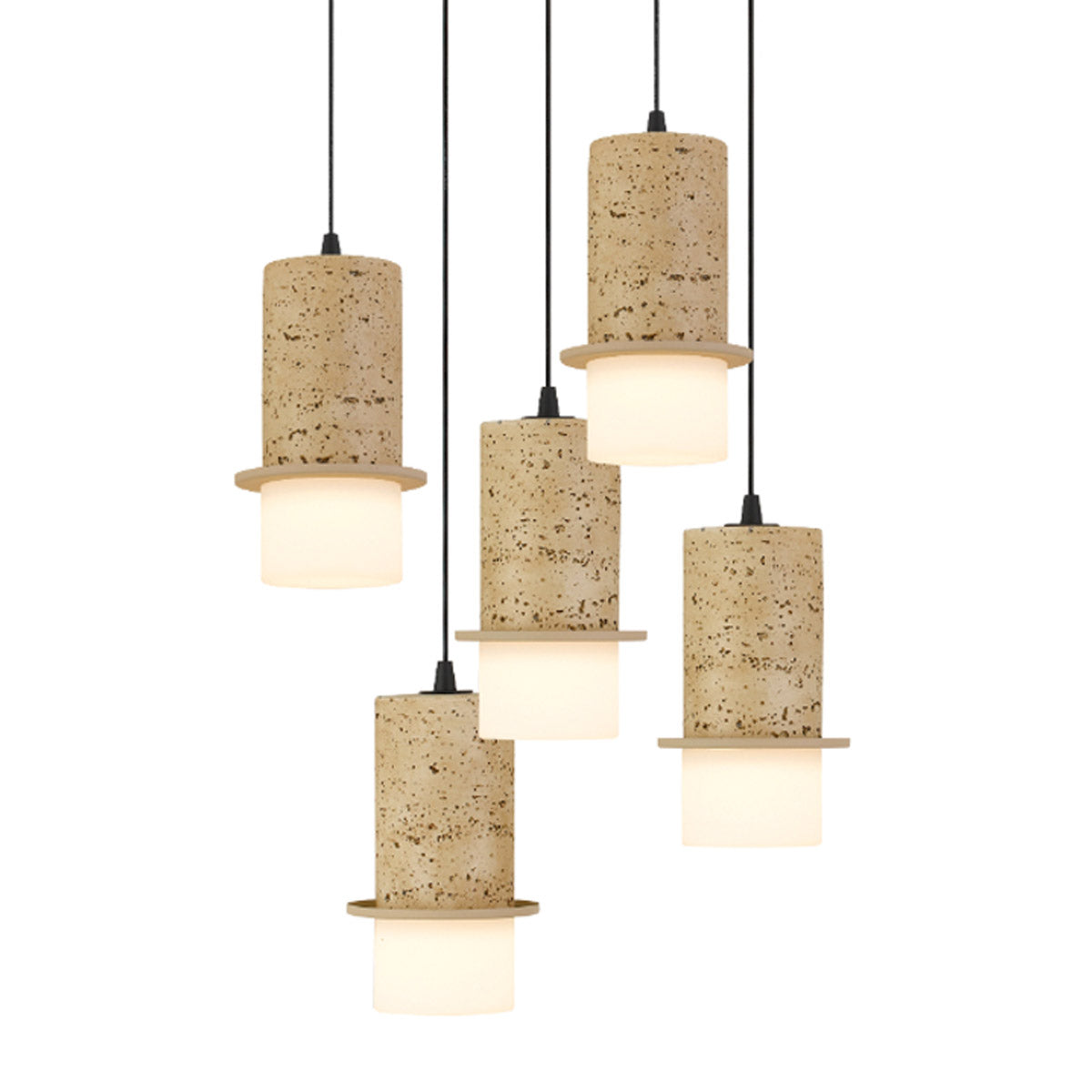 Kolisa 5 Light Travertine Look LED Pendant
