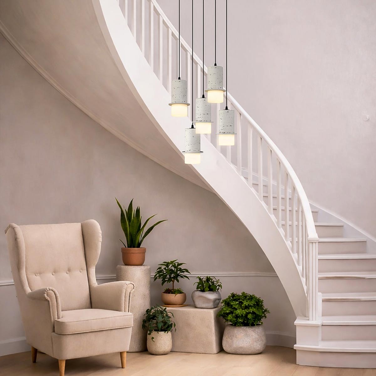 Kolisa 5 Light Travertine Look LED Pendant
