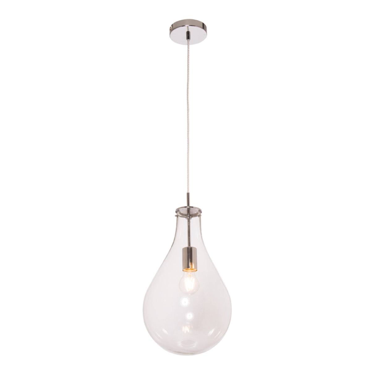 Kosta Clear Glass and Chrome Large Pendant Light