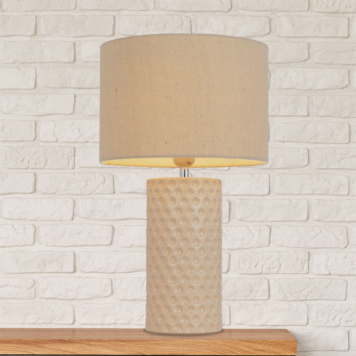 Lamar Table Lamp with Ceramic Base and Drum Shade