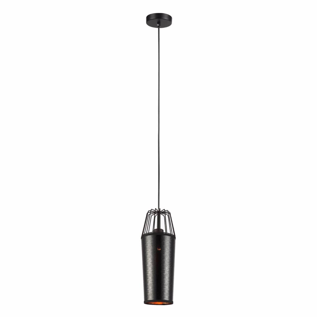 Lampada Ronzio Black Shade & Caged Top Pendant Light