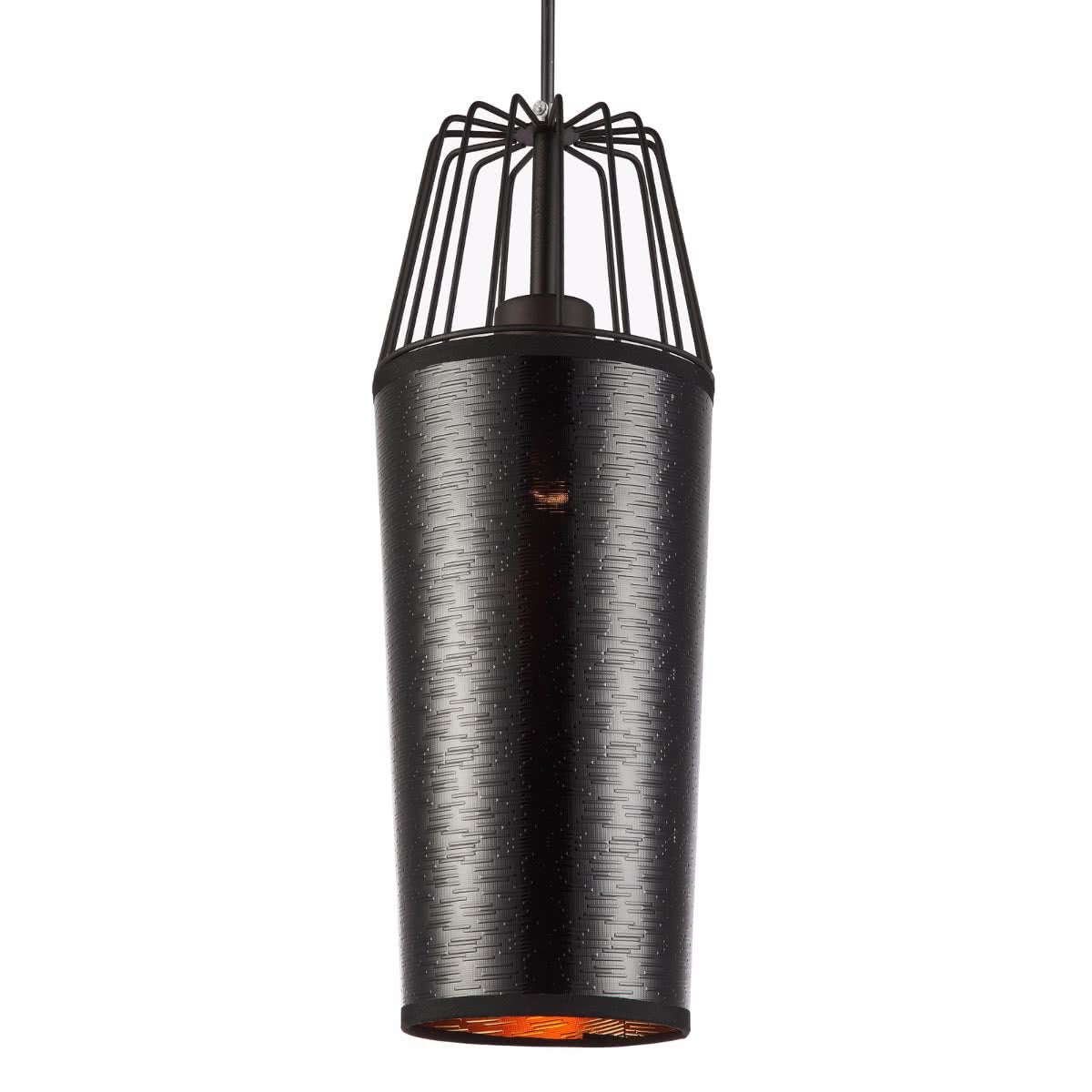 Lampada Ronzio Black Shade & Caged Top Pendant Light