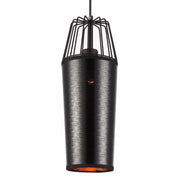 Lampada Ronzio Black Shade & Caged Top Pendant Light