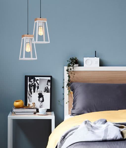 Lanterna Trapezium Iron and Wood Pendant Light