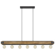 Layham 7 Light Timber Linear Pendant with Vintage Design