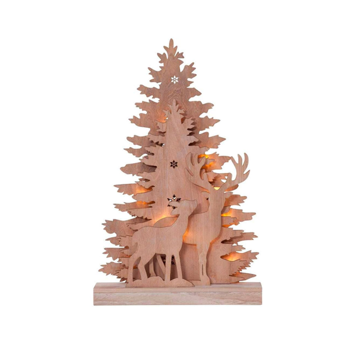 LED Glowing Wooden Christmas Tree and Reindeer Decoration