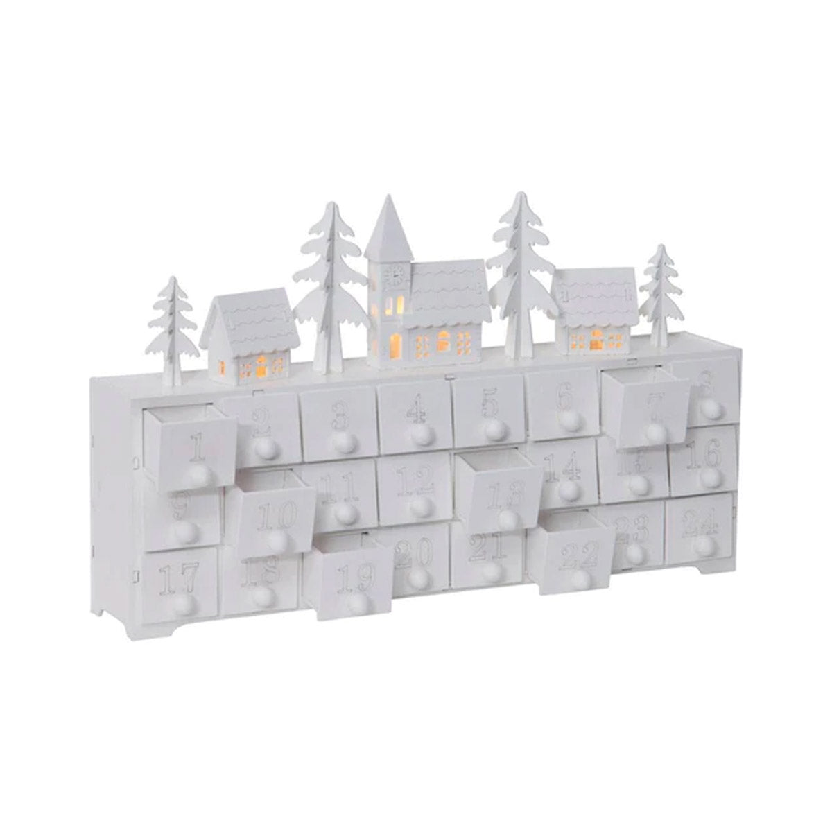 LED Wooden Christmas Advent Calendar with 24 Drawers