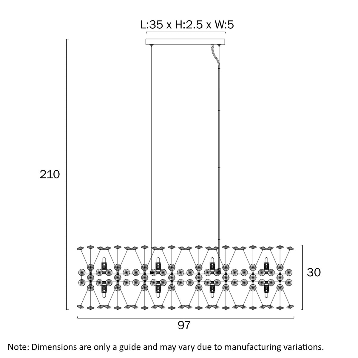 Lerida 12 Light Pendant Light with Modern Design
