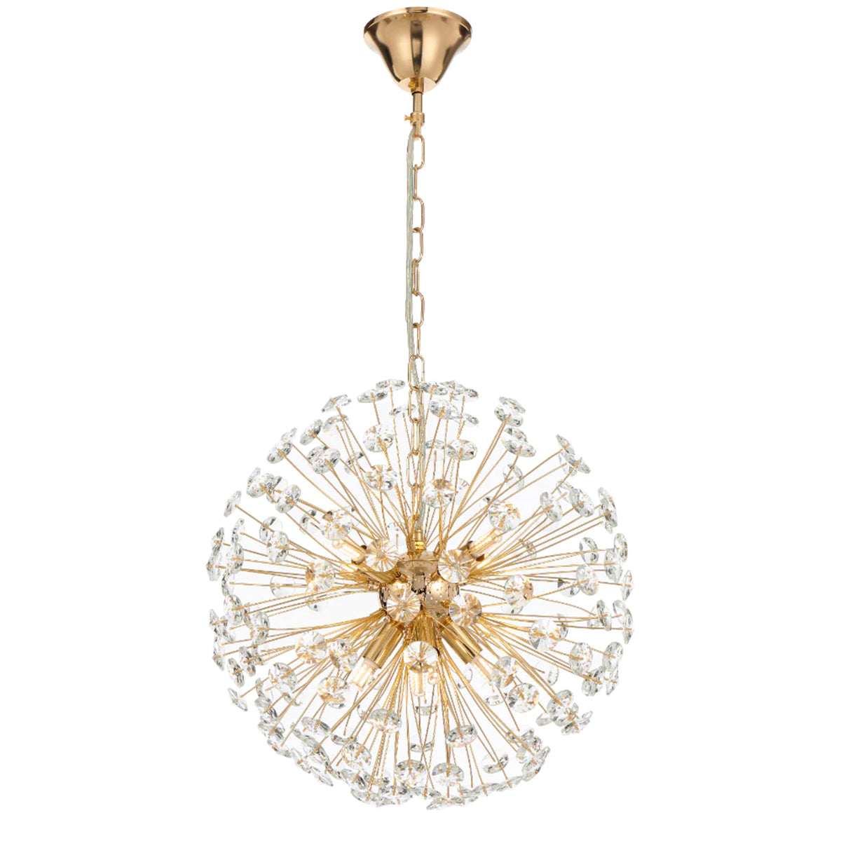 Lerida 8 Light Round Pendant Light - Gold/Clear