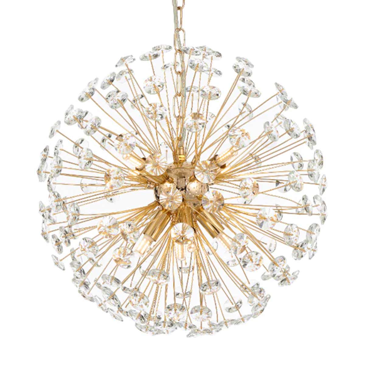 Lerida 8 Light Round Pendant Light - Gold/Clear