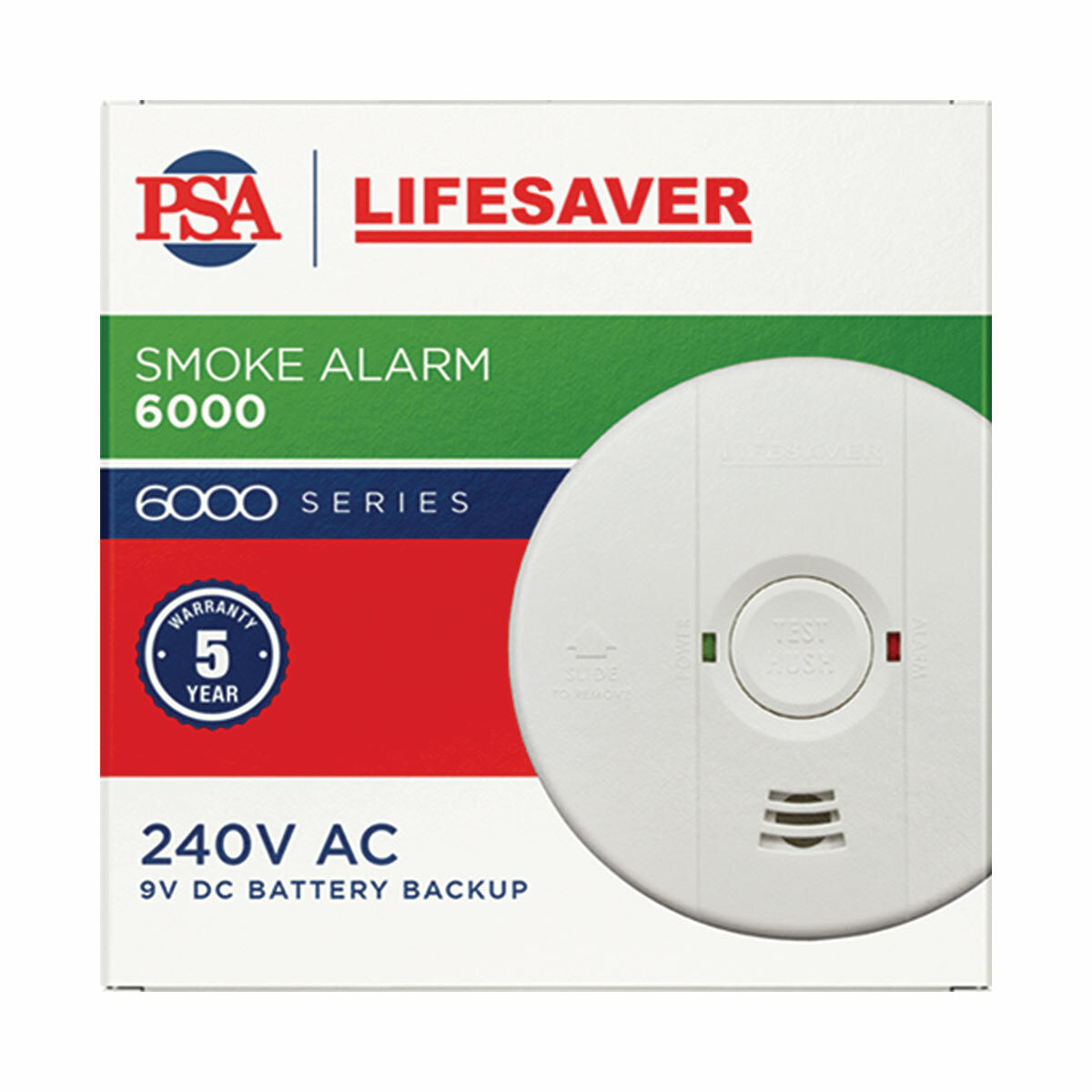Lifesaver LIF6000 240V Photoelectric Smoke Alarm with 1 Year Battery