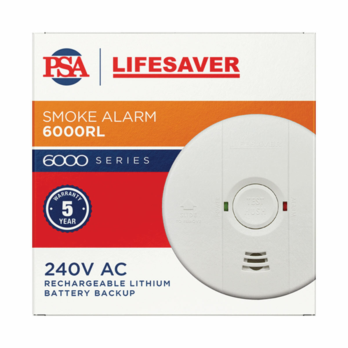 Lifesaver LIF6000RL 240V Photoelectric Smoke Alarm with Rechargeable Lithium Battery