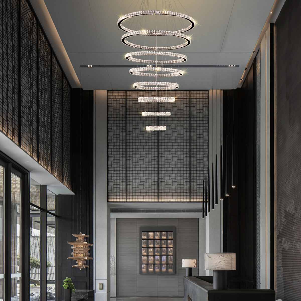 Jazmina Crystal 8 Ring LED Pendant Light - 1200mm