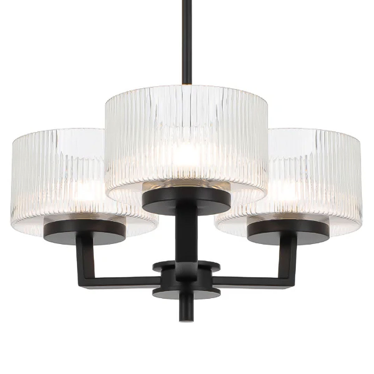 Moreno 3-Light Iron & Ribbed Glass Pendant Light