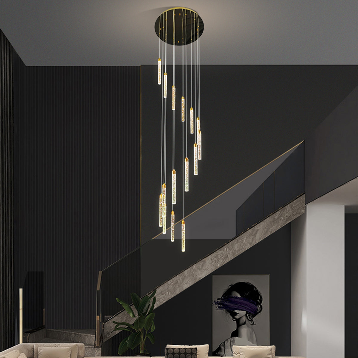 Spiral Pendant Light with 10 LED Lights