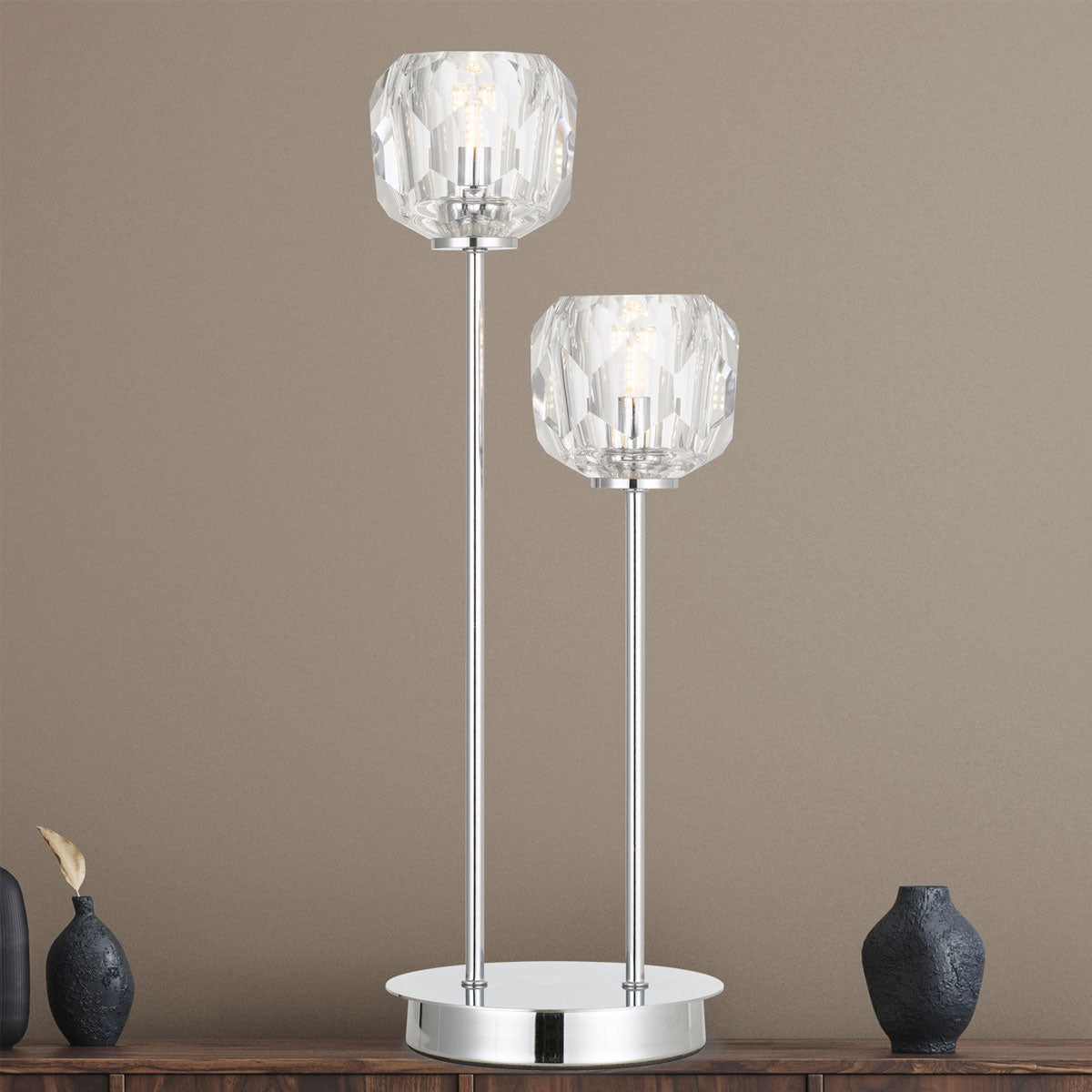 Zaha Prismatic Crystal Table Lamp with LED Accent