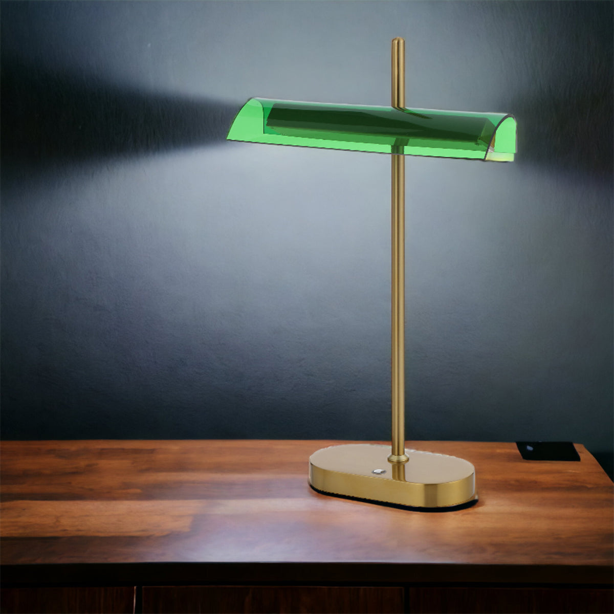 Lyman LED Modern Bankers Lamp with Integrated Lighting