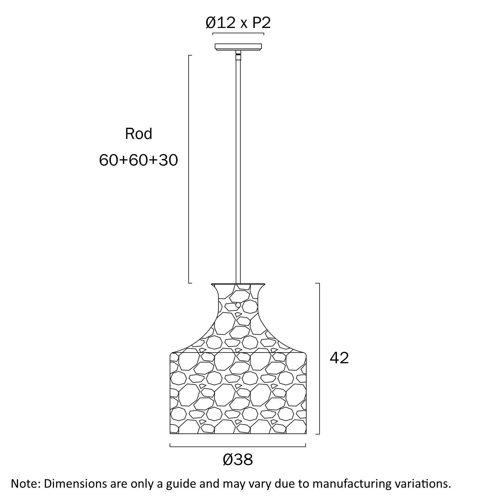 Perron 4 Light Pendant Light €“ Adjustable Dimpled Glass