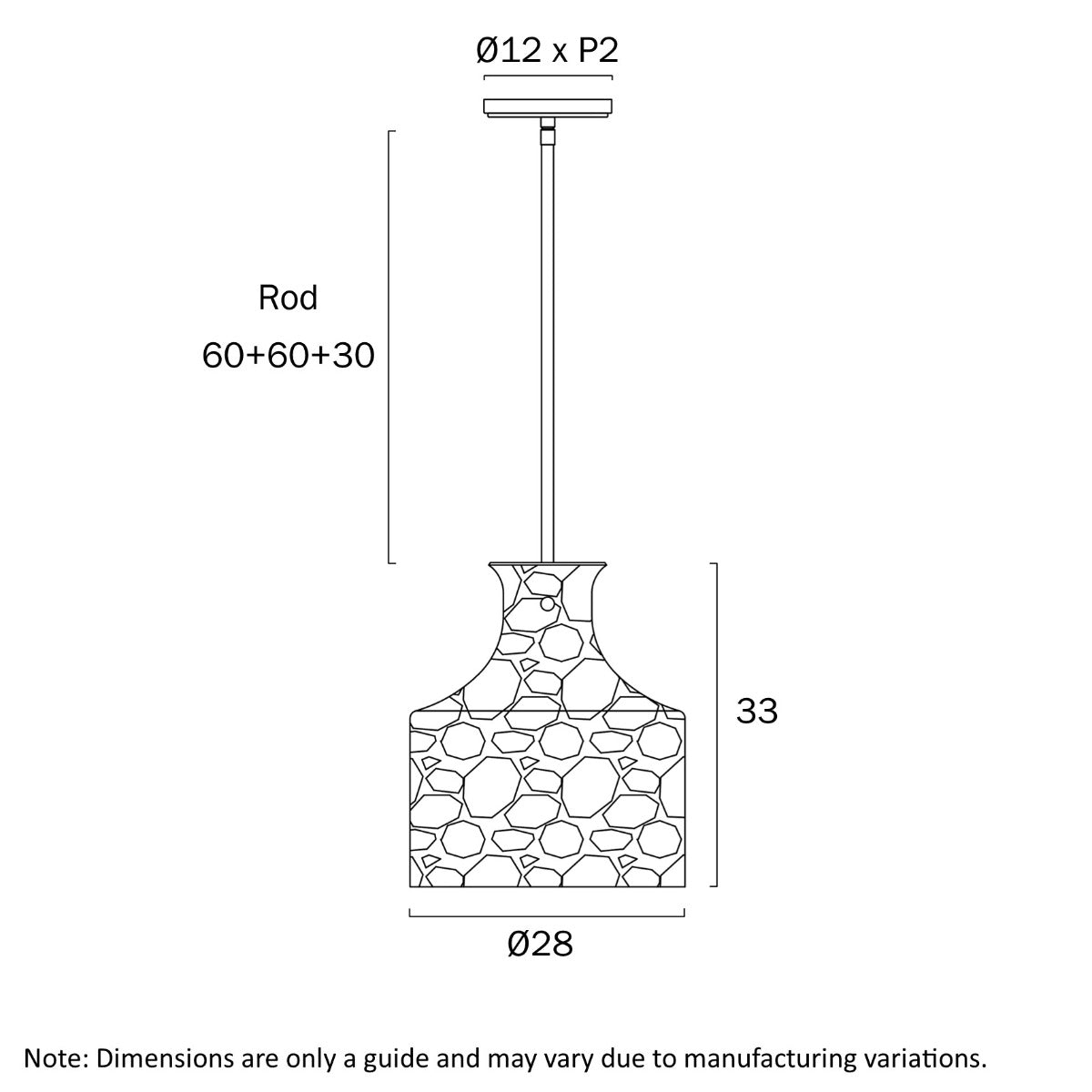 Perron Pendant Light with Dimpled Glass