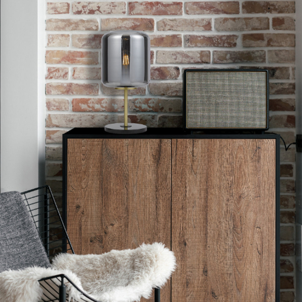 Korova Marble Table Lamp with Blown Glass Shade