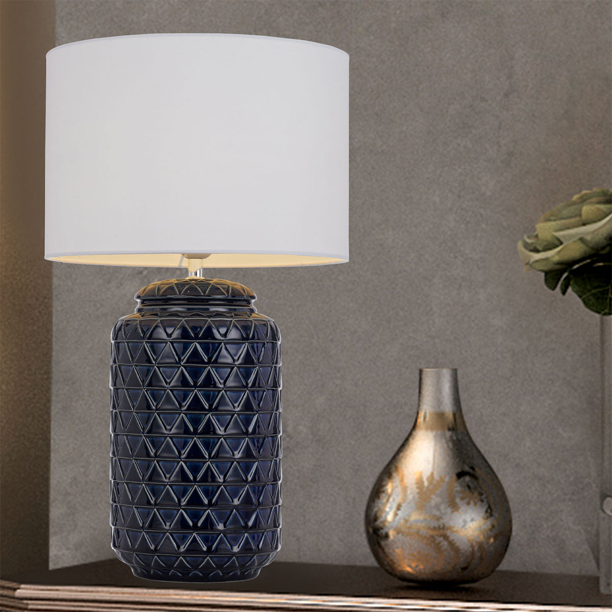 Heshi Ceramic Table Lamp with Drum Shade