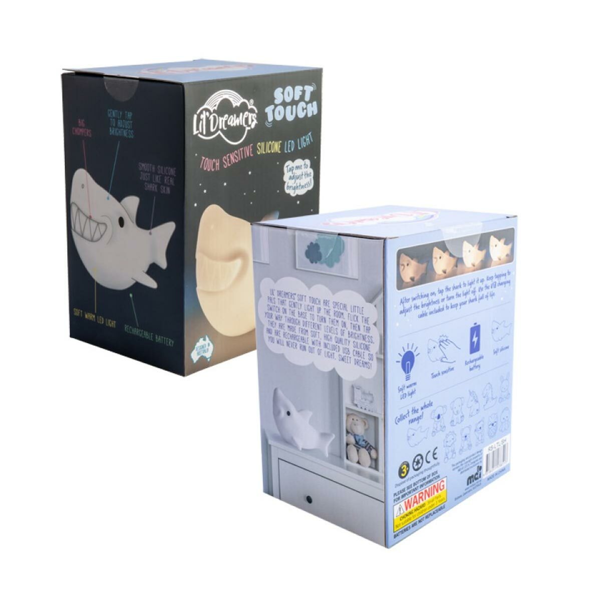 Lil Dreamers Baby Shark Soft Touch LED Rechargeable Night Light