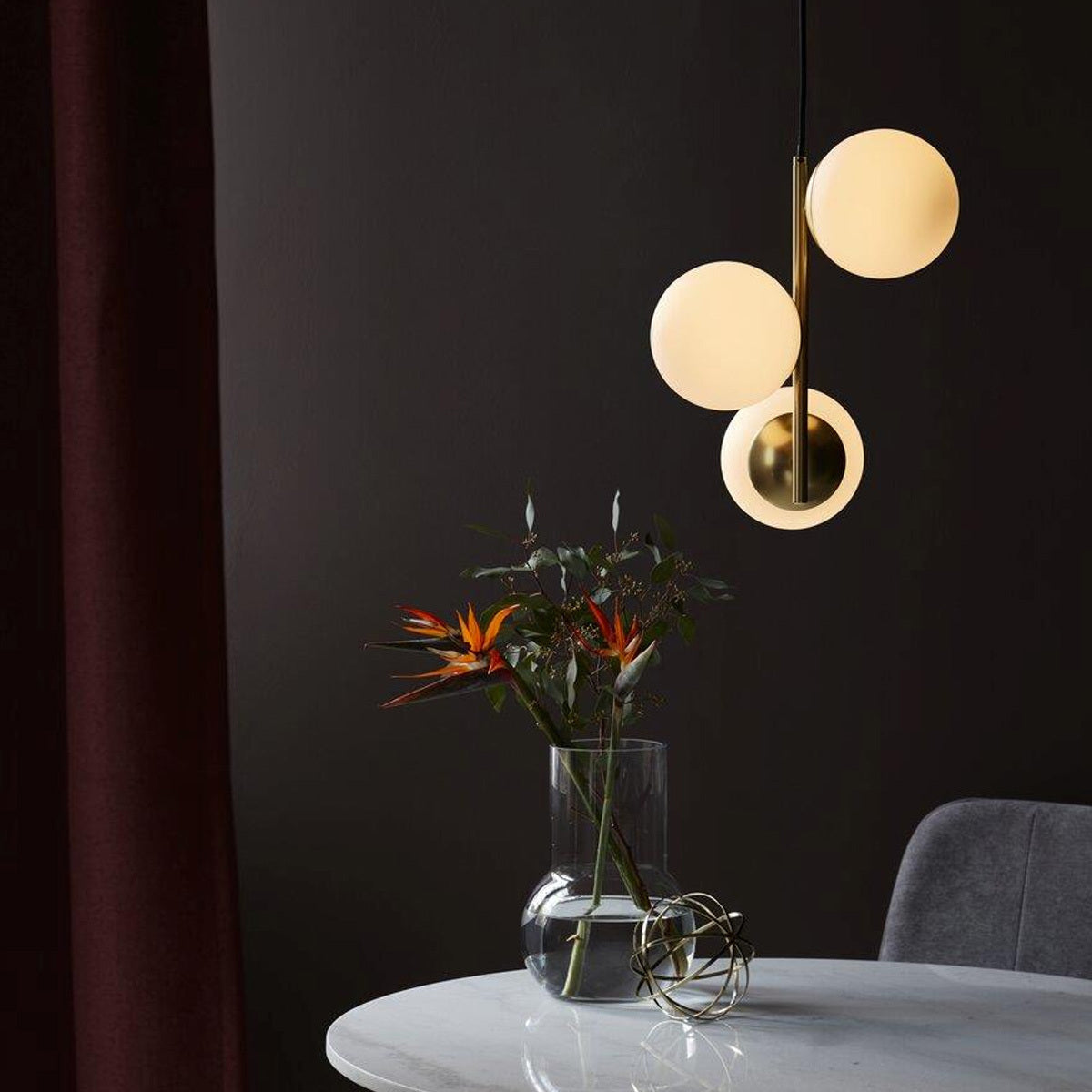 Lilly 3 Light Opal Glass Pendant Light