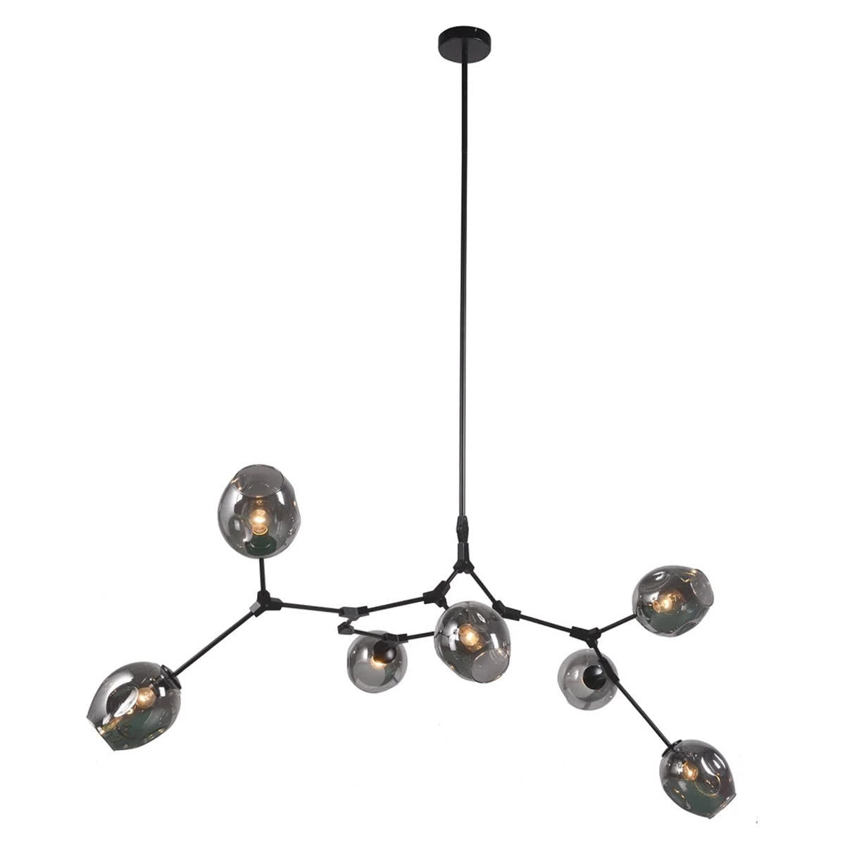 Lindsey Adelman Replica 8 Light Branching Bubble Chandelier - Black/Smoke