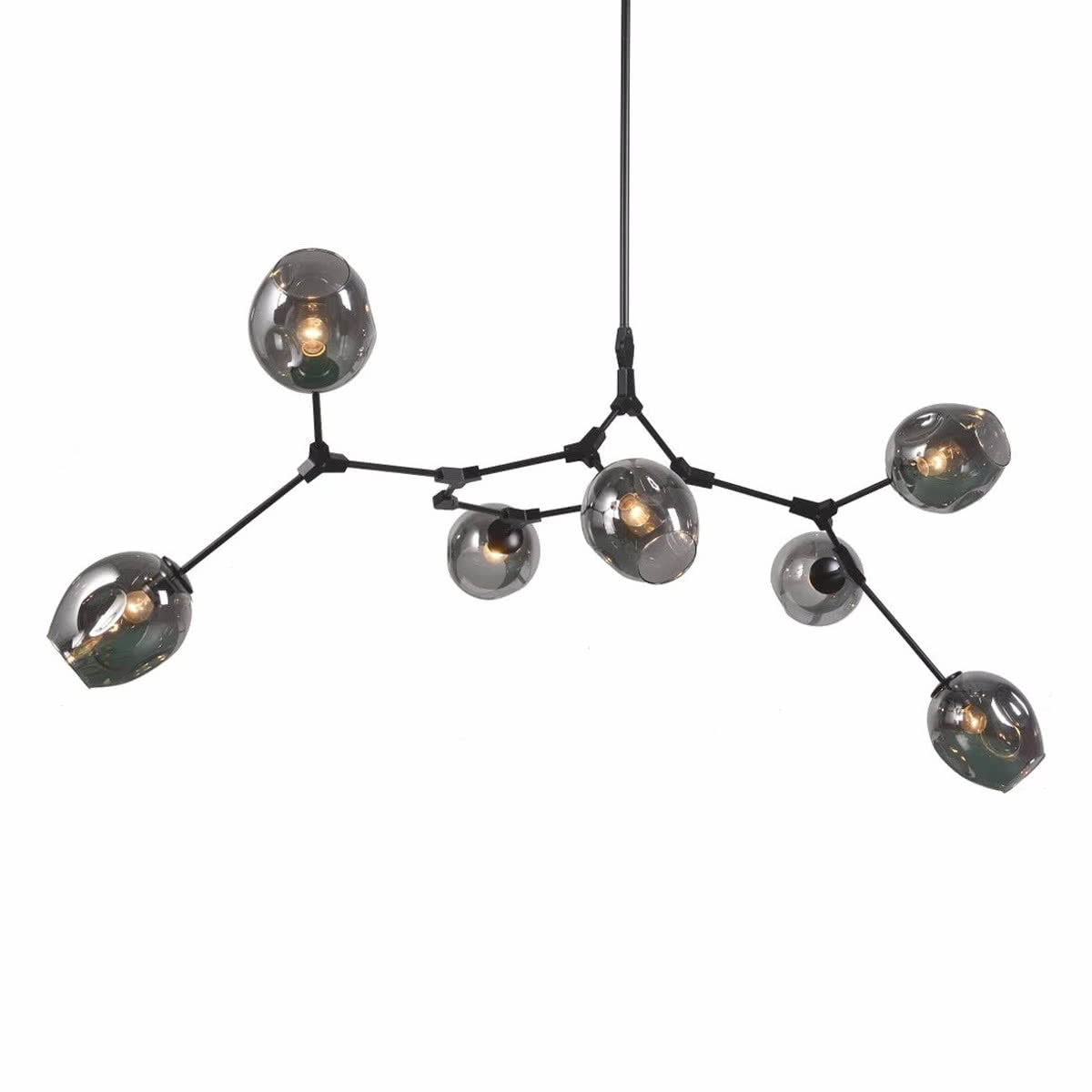 Lindsey Adelman Replica 8 Light Branching Bubble Chandelier - Black/Smoke