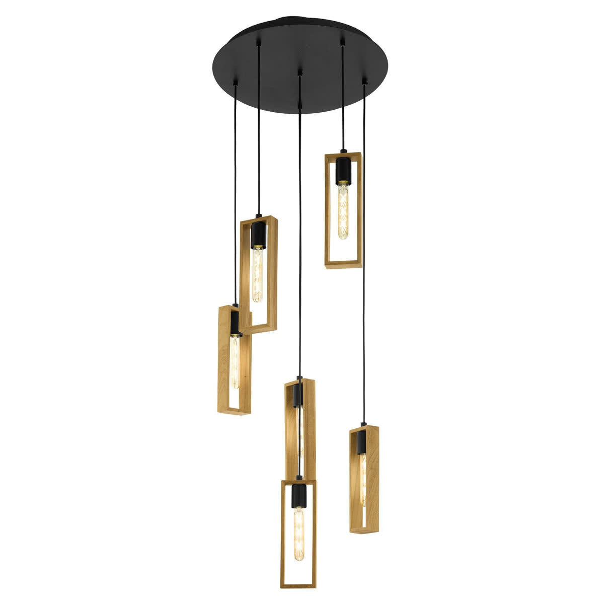 Littleton 6 Light Timber Pendant Light with LED Support