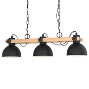 Lubenham 3 Light Industrial Pendant with Timber Accents