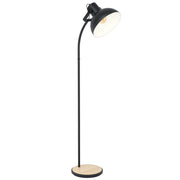Lubenham Industrial Steel Timber Floor Lamp with Matt Black Finish