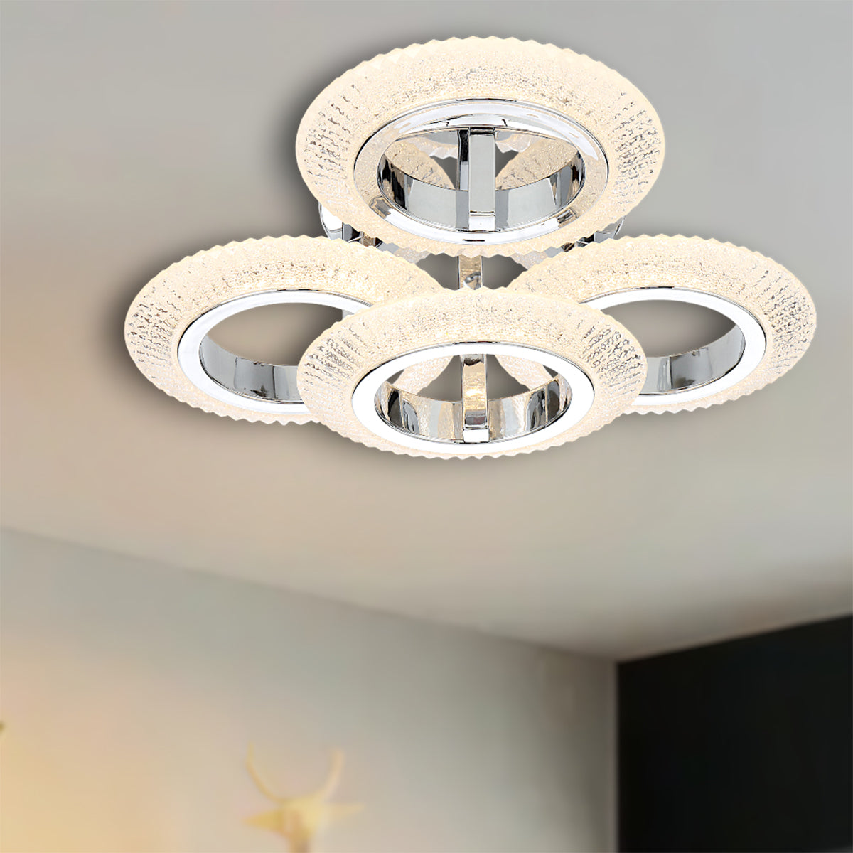 Luna Ring Close to Ceiling LED Light - Chrome