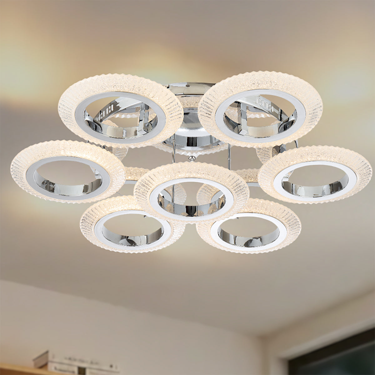 Luna Ring Close to Ceiling LED Light - Chrome