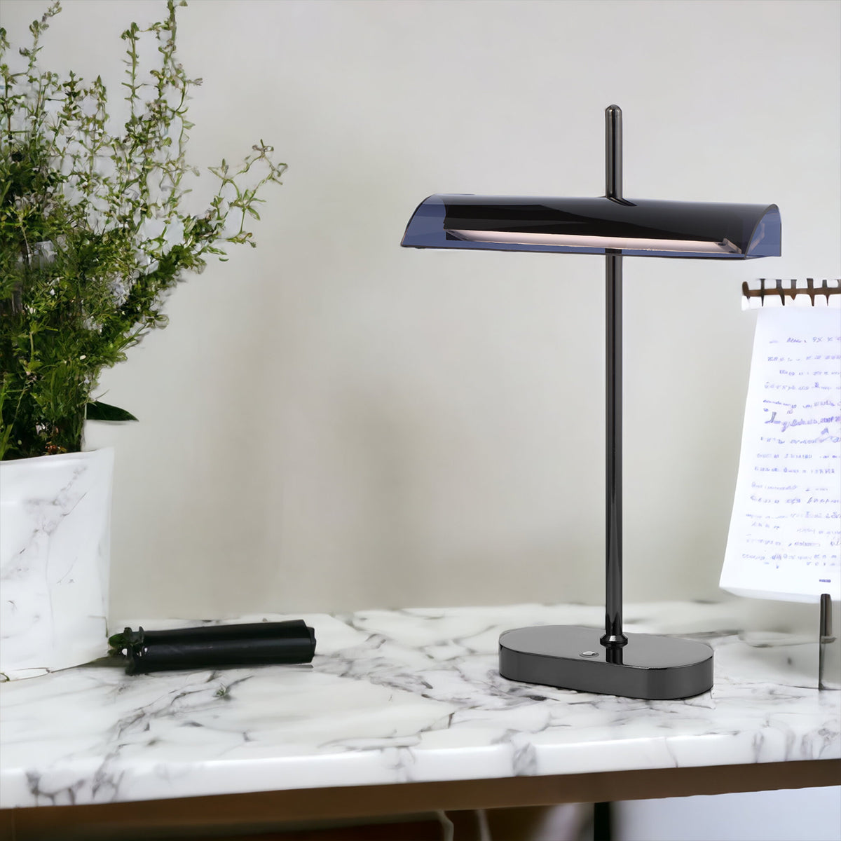 Lyman LED Modern Bankers Lamp with Integrated Lighting