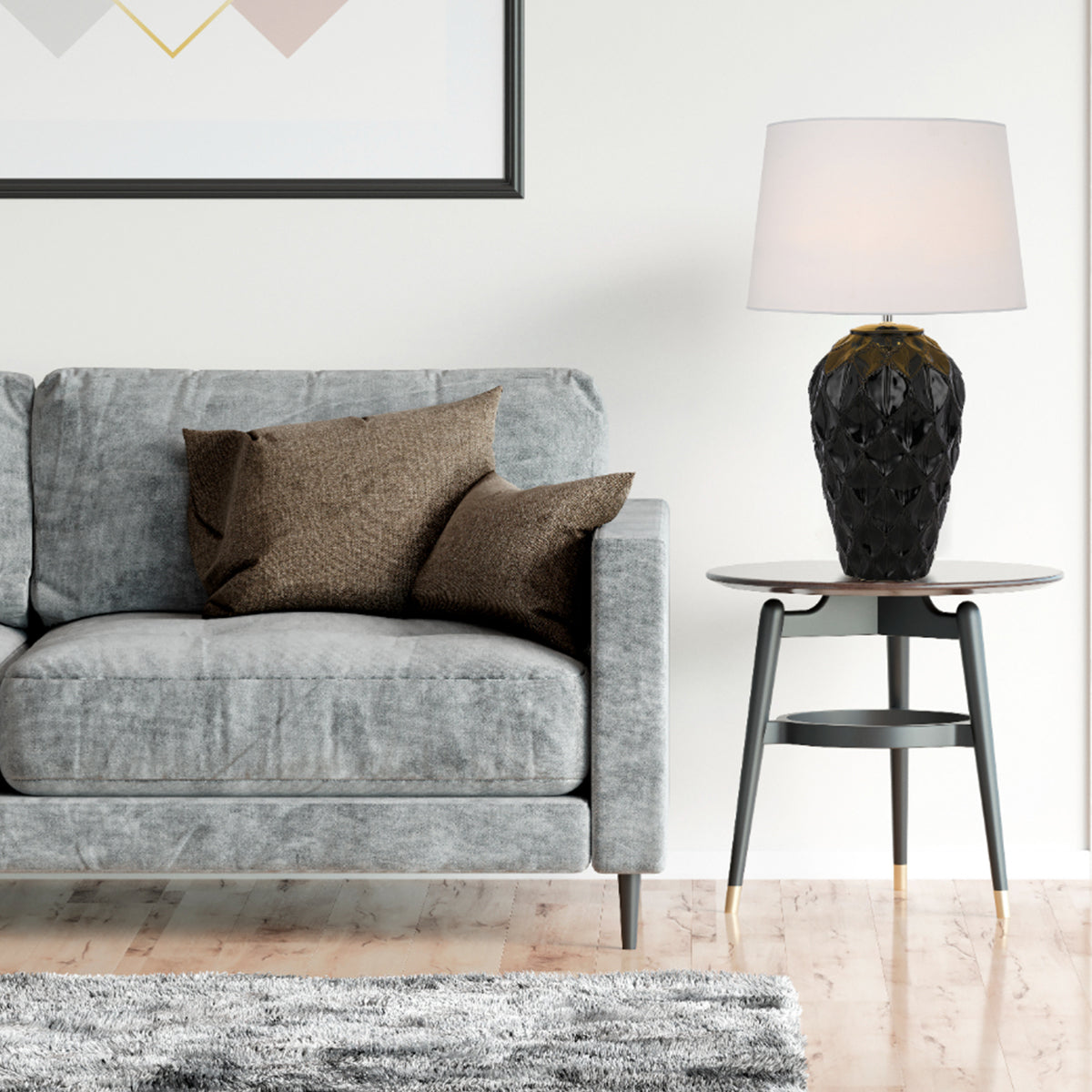 Madrid Table Lamp with Ceramic Base and Fabric Shade