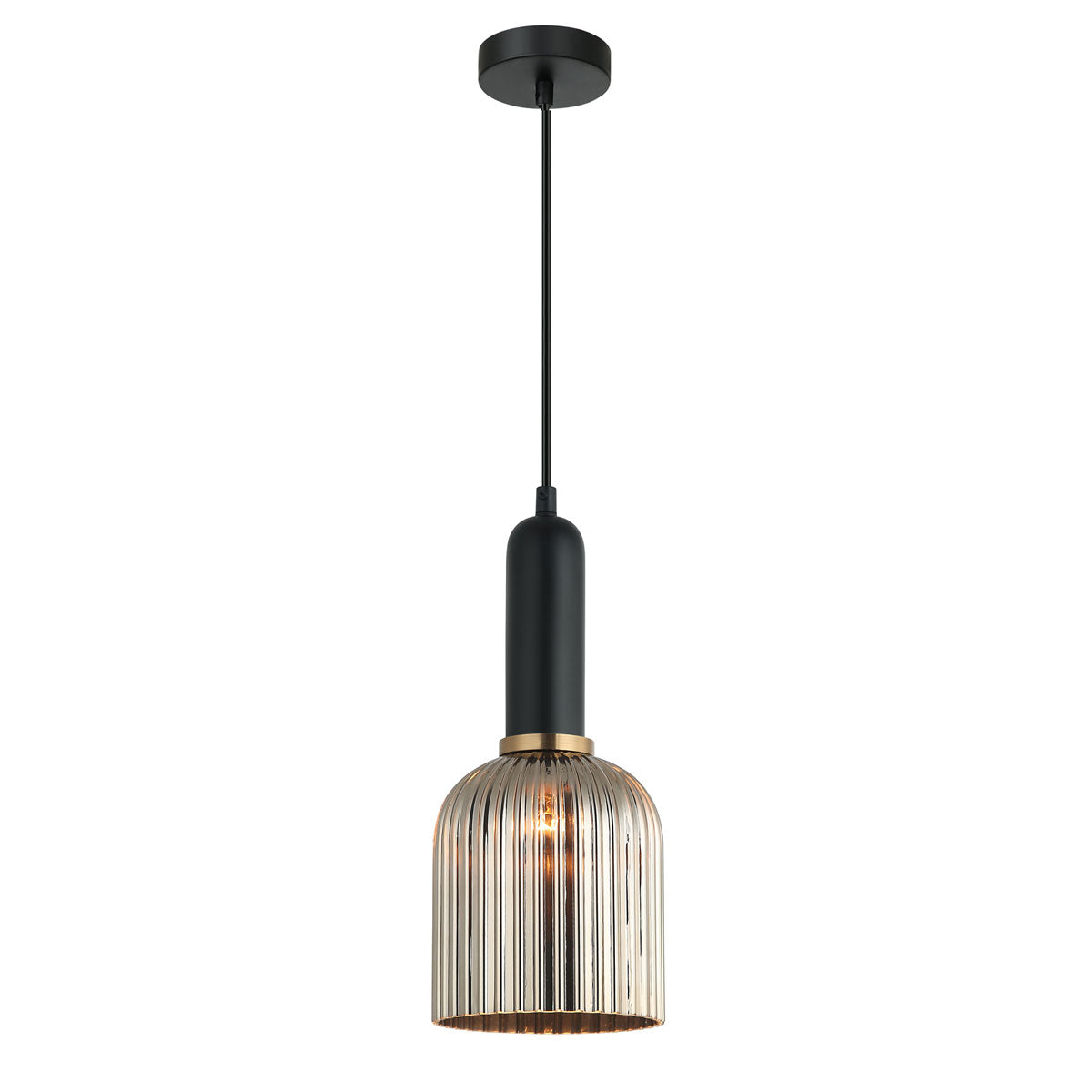 Vintaj 1 Light Interior Ellipse Ribbed Glass Pendant Light