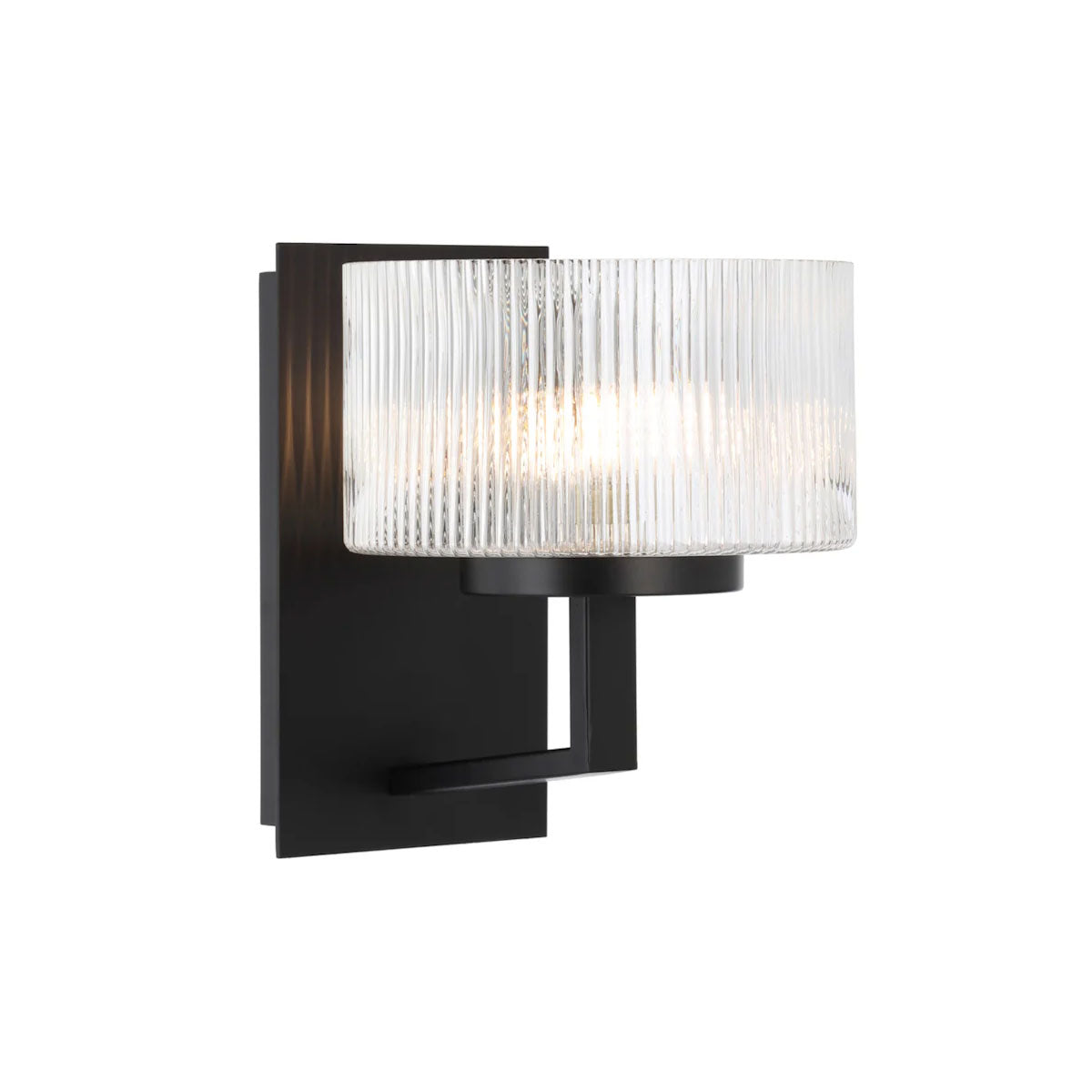 Moreno Iron & Ribbed Glass Round Wall Light