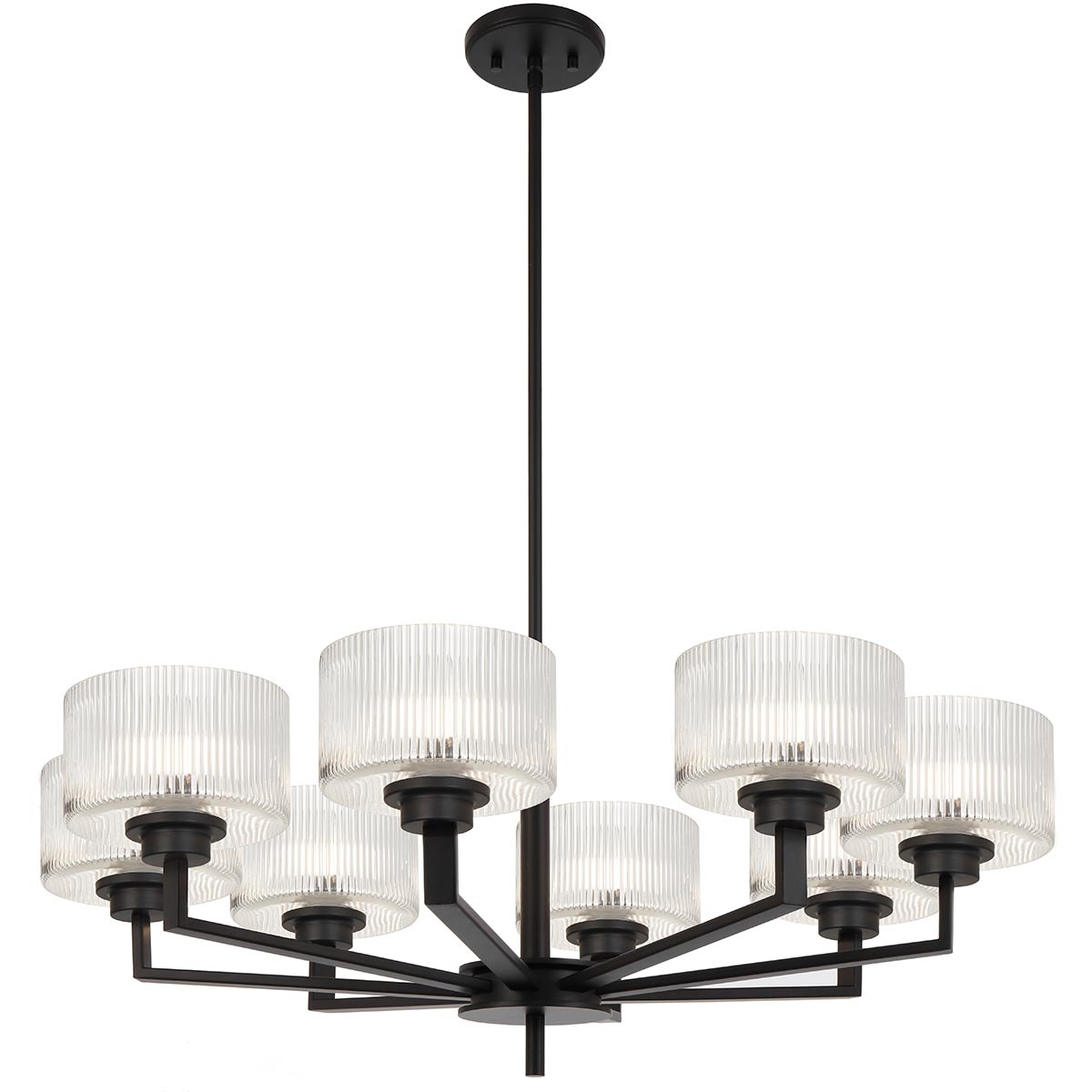 Moreno II 8 Light Pendant - Ribbed Glass Design
