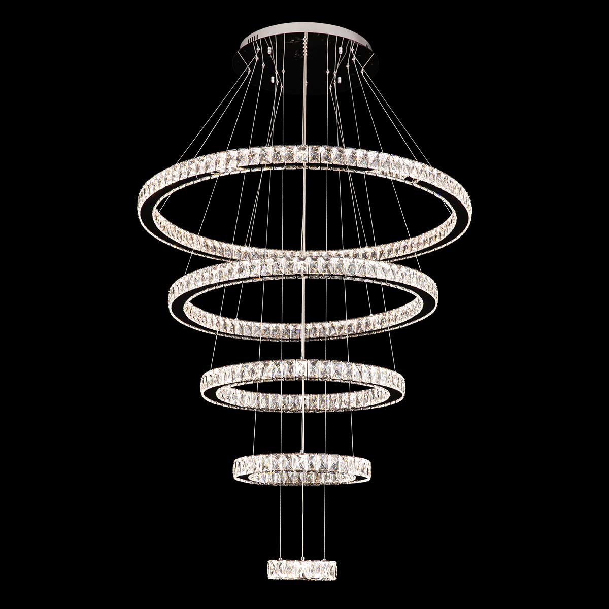 Jazmina Crystal 5 Ring LED Pendant Light - 1200mm